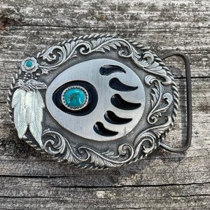 Siskiyou Vintage 1993 Pewter Bear Claw Belt Buckle Fits 1.5” Belt